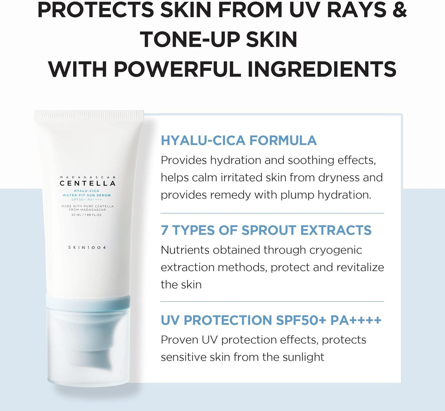 SKIN1004 Madagascar Centella Hyalu Cica Water-Fit Sun Serum (SPF50+ PA++++) 50 ml